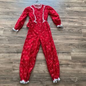 VTG Sears JR Bazaar One Piece Trapdoor PJs Junior Women 7 Red Hearts Valentines